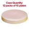 Pink with Gold Organic Round Disposable Plastic Dinner Plates - 10.25" (120 Plates)
